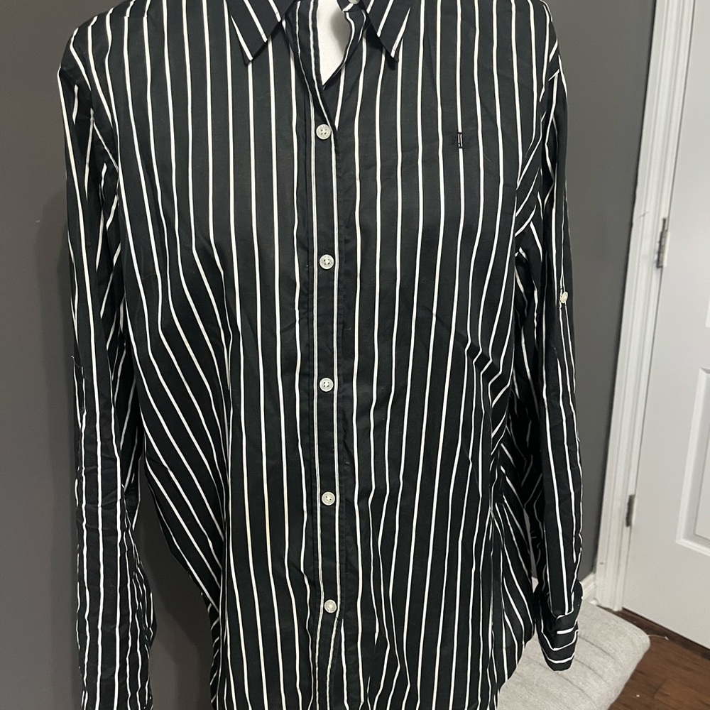 Ralph Lauren Black and White Striped Women's Shirt